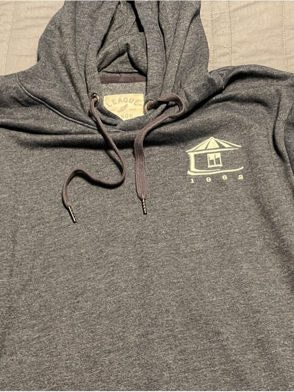 League Men's Heather Gray Pullover Zip Hoodie with Coastal Logo